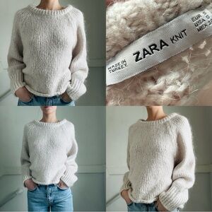 ZARA Knit Wool Blend Chunky Sweater – Cream / Oatmeal | Size S